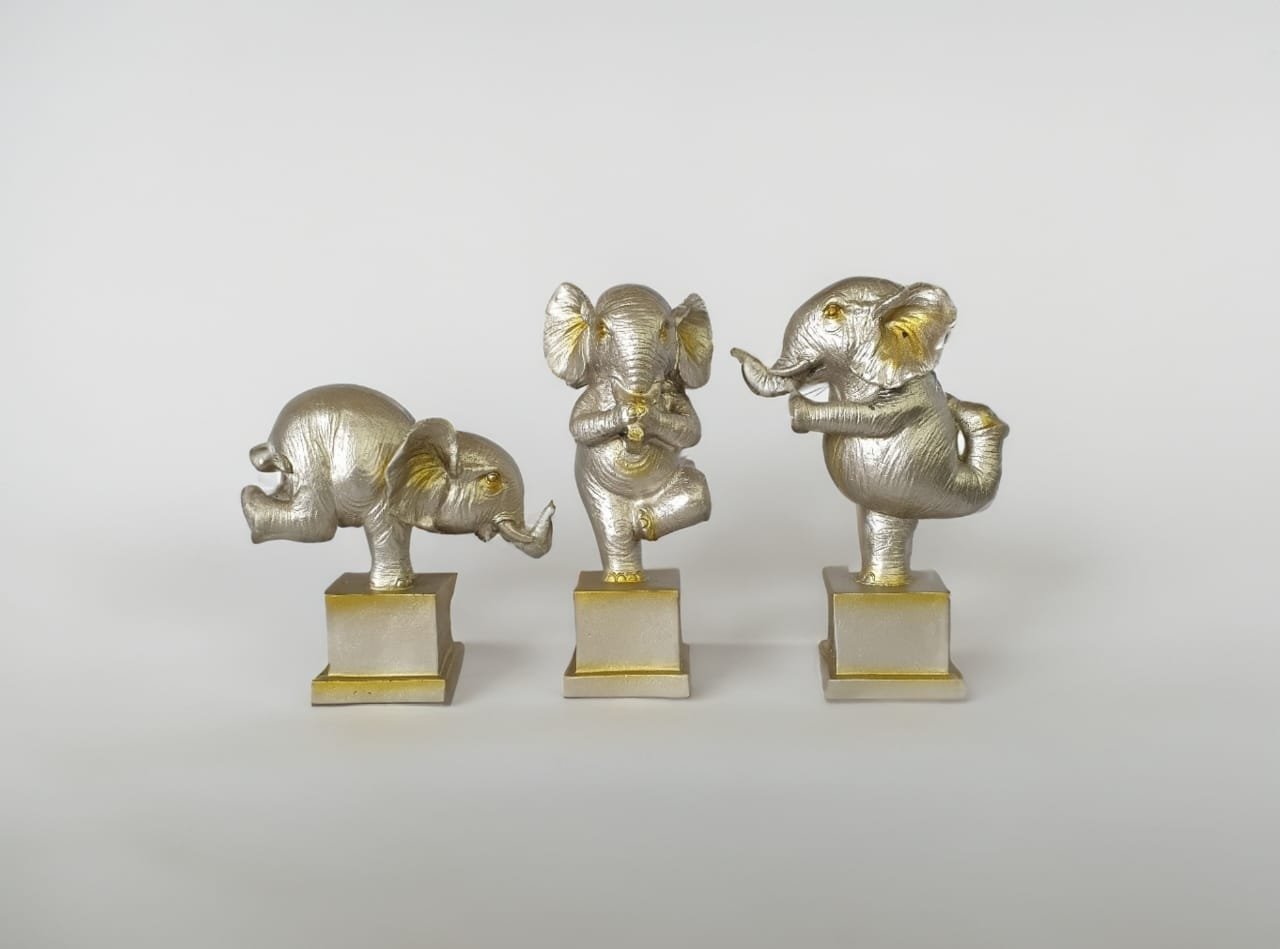IMG-20231003-WA0038 9" Yoga Posture Elephant Set comes in antique colour. - Image 1