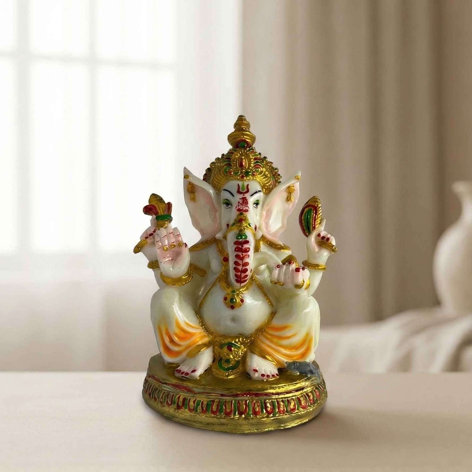 Made with LogoLicious Add Your Logo App TCG 11" Golden Ganesha Statue - Image 1