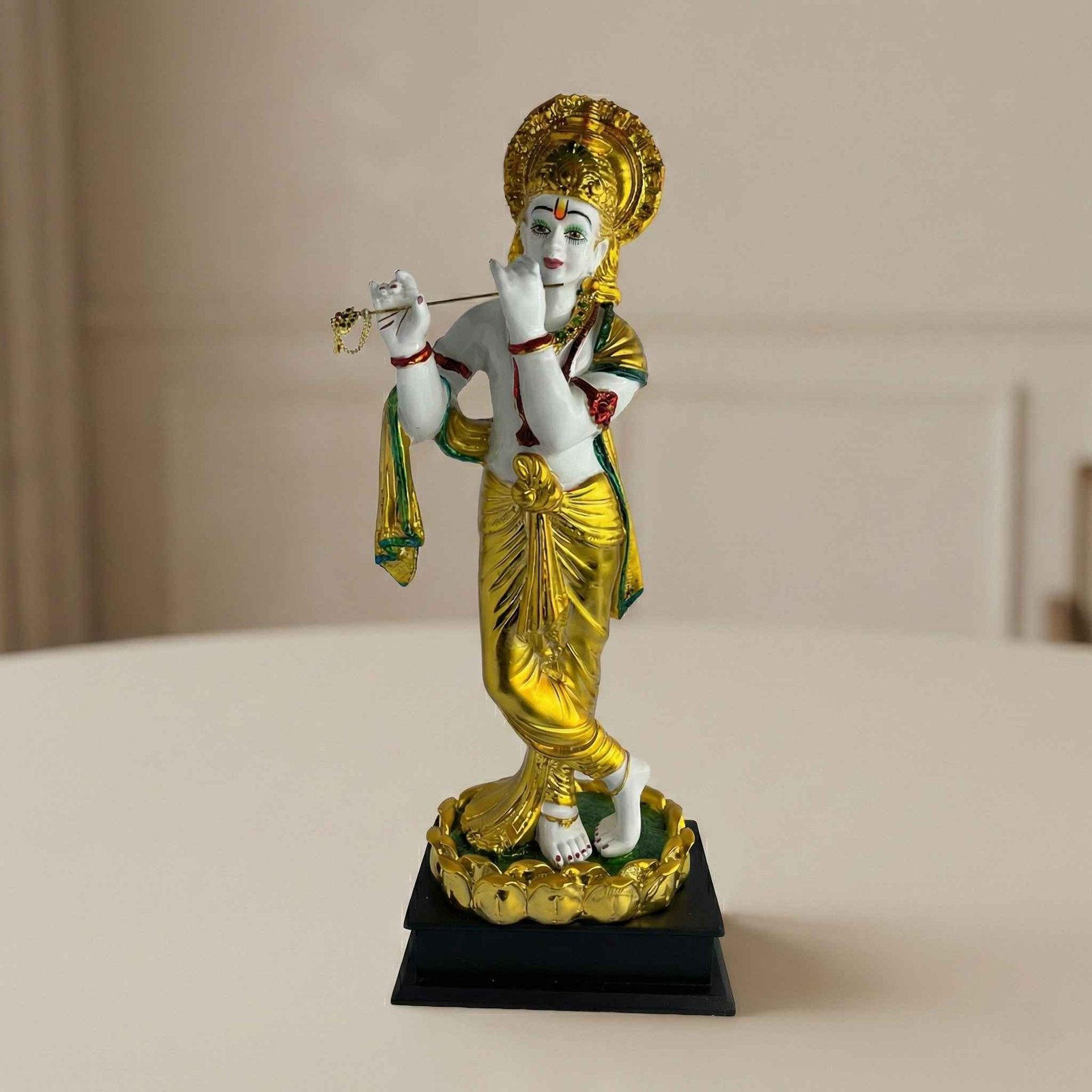 TCG 17.5" Marble Gold Elite Krishna Murti - Image 1