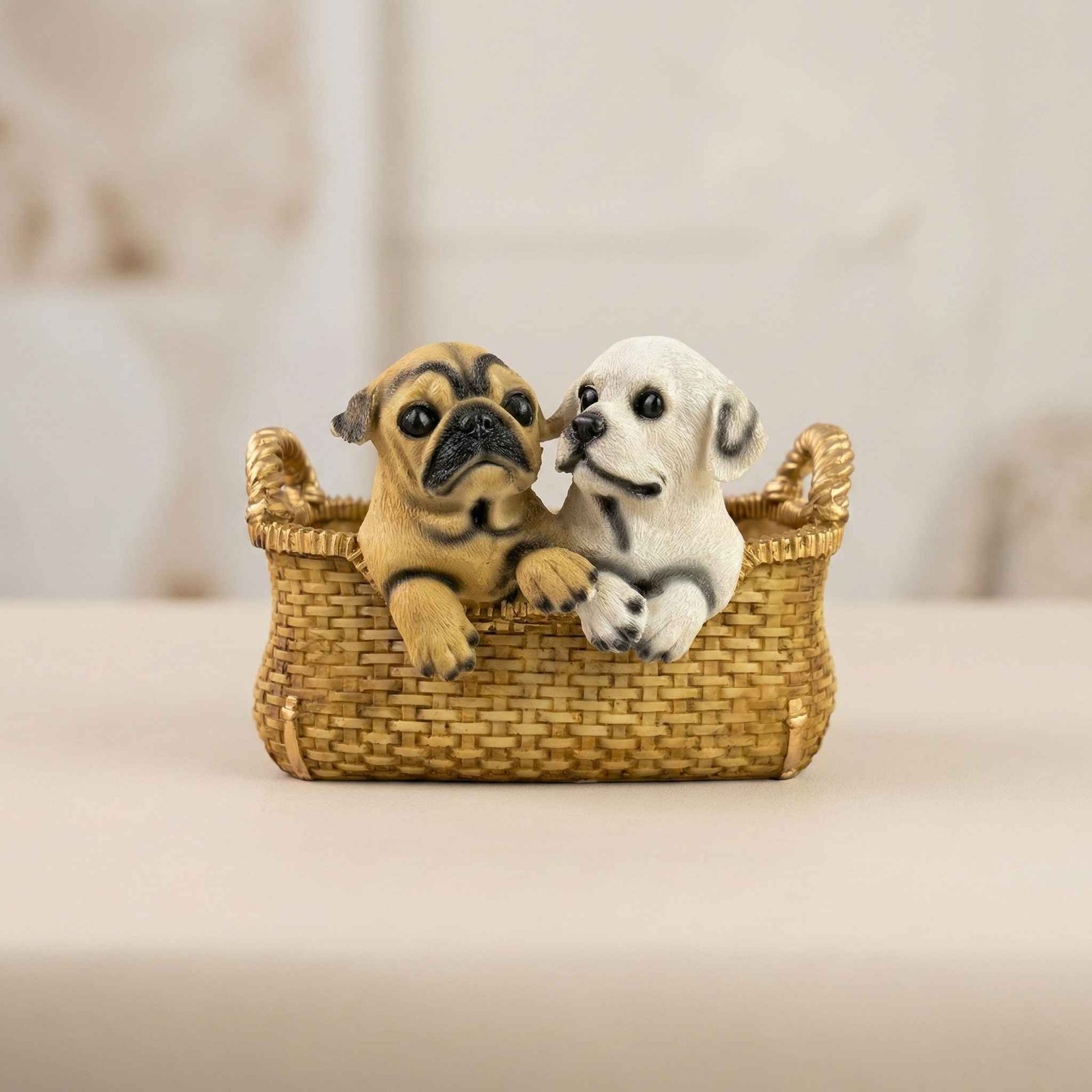 Made with LogoLicious Add Your Logo App TCG 5.9" Cute Puppies In Basket - Image 1